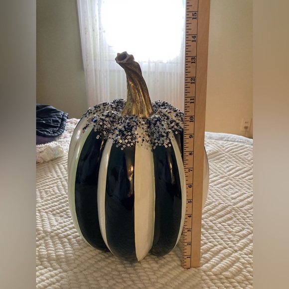 MACKENZIE CHILDS Beaded Striped Pumpkin Medium 10 inch - Picture 5 of 6